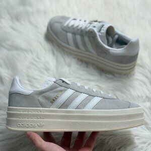 Adidas Gazelle Bold Grey White Womens Casual Shoes HQ6893 NEW* Sz 10